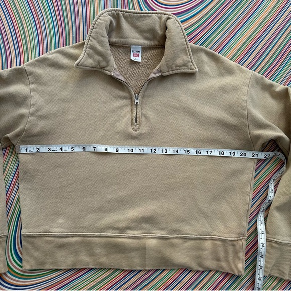 RE/DONE x Hanes 70's half-zip sweatshirt • small • cropped • khaki • flaw* - Picture 6 of 12